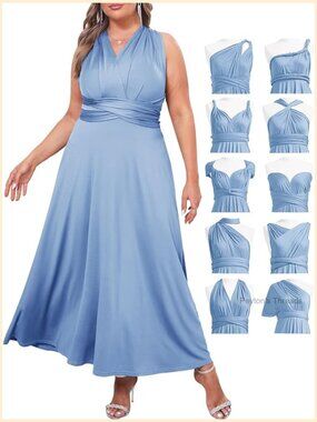 Plus Size Infinity Convertible Dress with Bandeau Long Maxi Evening Gown